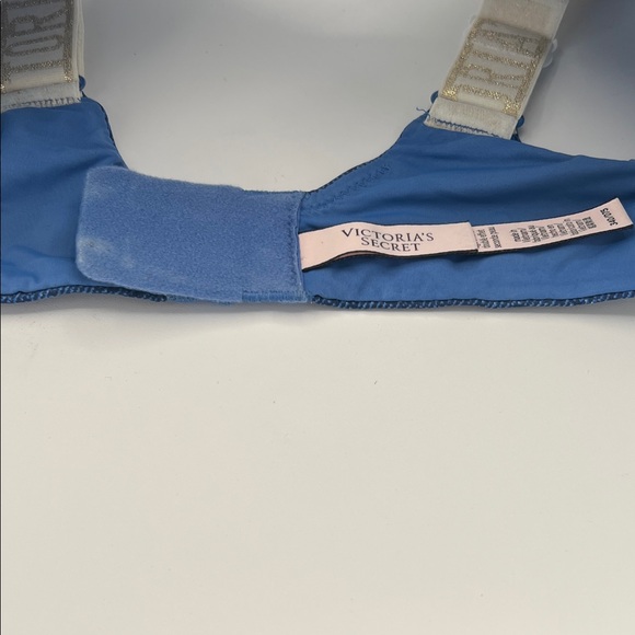 Victoria’s Secret Wireless Lightly Lined T-Shirt Bra Logo Straps Blue Knit 34D - Picture 5 of 10